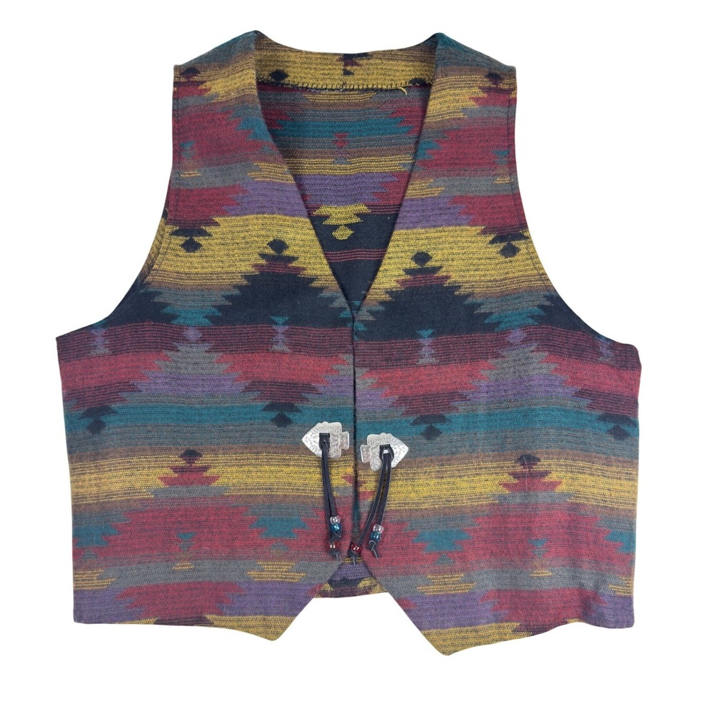 Handmade Southwestern Aztec Tapestry Vest Womens XL Multi-Color